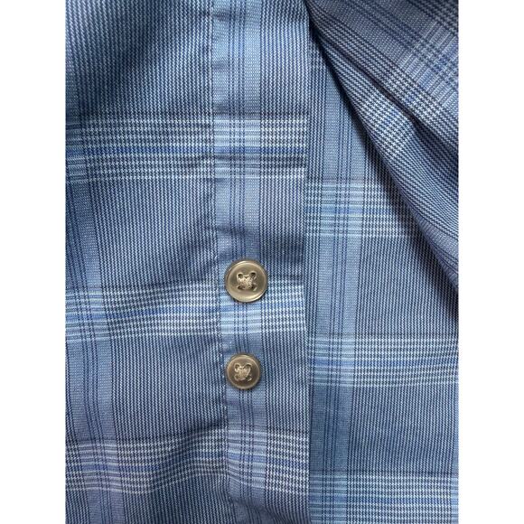 Calvin Klein Shirt Mens XL 17/17.5 Blue Wrinkle Free Stretch Plaid Button Up - Picture 8 of 10